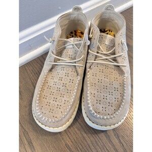 Hey Dude Womens Wendy Mid Suede Boho 40942-105 Ivory Ankle Chukka Boots Size 10